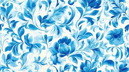 Seamless vintage hand drawn watercolor pattern featuring intricate floral designs ideal for textile and wallpaper applications