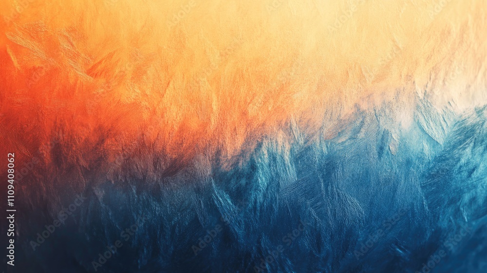 Poster an abstract gradient showcasing a blend of warm orange and cool blue hues, creating a harmonious vis