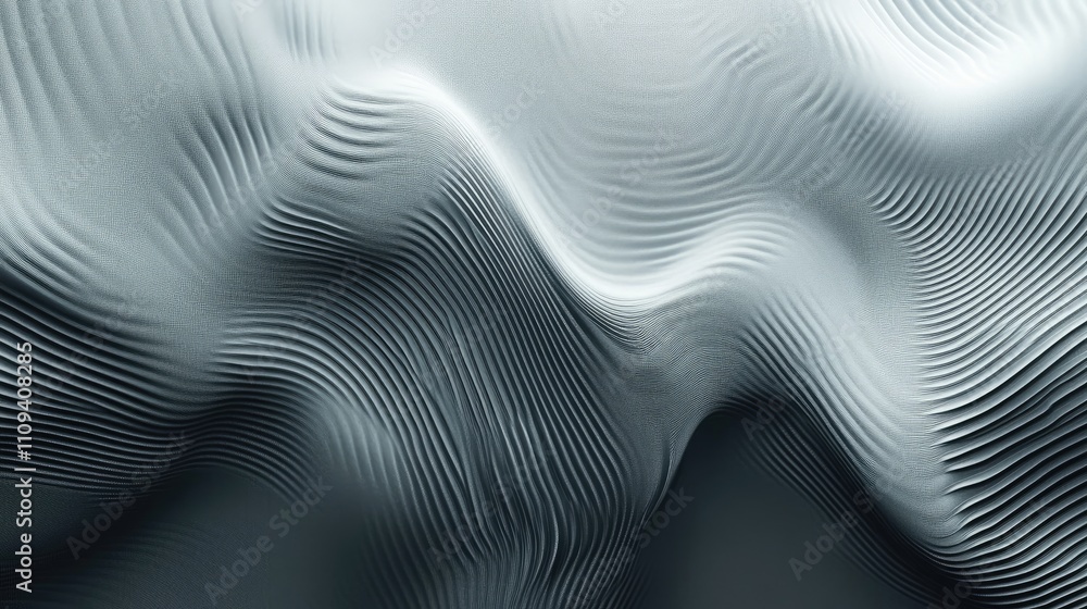 Poster abstract texture featuring smooth, flowing waves in shades of gray, creating a dynamic and modern ae