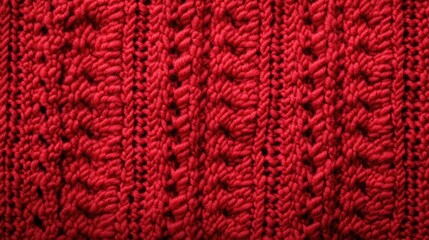 A close-up of a textured red knitted fabric pattern.