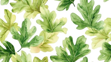 Seamless watercolor pattern featuring delicate oak leaves perfect for backgrounds textures and decorative frames