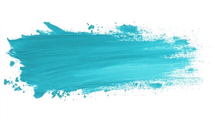 Obraz premium A vibrant turquoise paint stroke on a white background, evoking creativity and freshness.