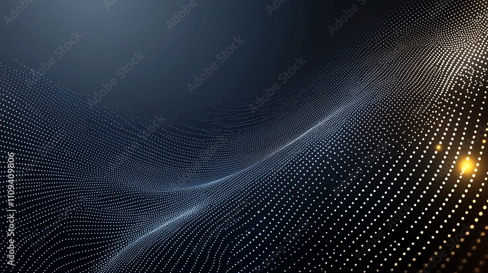 Poster an abstract digital background featuring flowing lines and illuminated dots, representing innovation