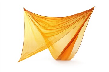 Obraz premium Floating translucent orange fabric on a white background.