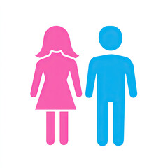A simple icon depicting a pink and blue male and female symbol on a white background