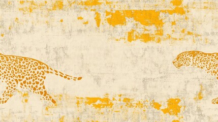 Seamless jaguar print in vibrant yellow and beige grunge texture ideal for fabric designs and wildlife themed decor