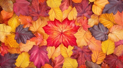 Fototapeta premium Vibrant autumn leaves background.