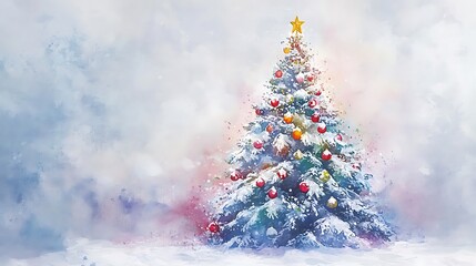 Festive Christmas Decorations with Snow, Pinecones, and Baubles for the Holiday Season