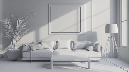 colorful 3d design of architectural style home accessories, A digital art image of a futuristic room interior design, Interior design of modern living room interior 3d design with chair and sofa.