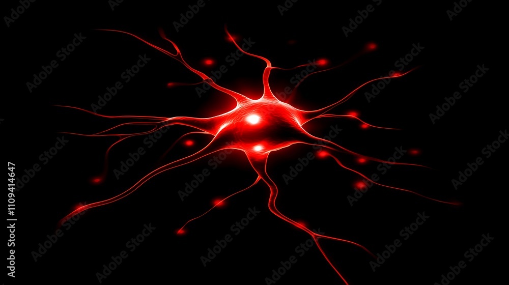 Poster nerve cell transmitting electrical signals in a dark background showcasing neural activity dynamics