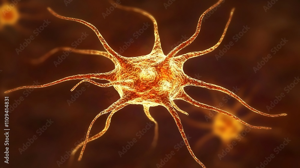 Poster nerve cell actively transmitting electrical signals in a dynamic neural environment