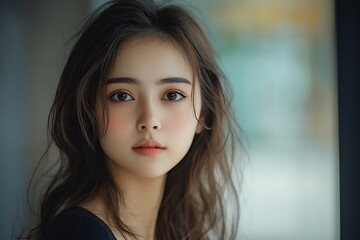 Fototapeta premium Soft Focus Portrait Golden Complexion Asian Brunette Woman