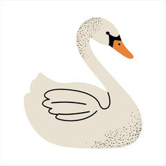 Cartoon cute swan. Children illustration in flat style illustration. Kids style