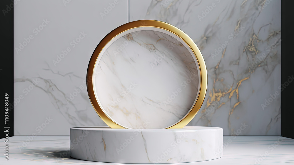 Poster 3d pedestal for a product display. podium scene shot with geometric platform