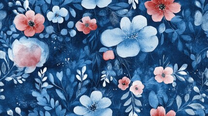 Seamless floral heart pattern on invitation cards showcasing elegant watercolor artistry