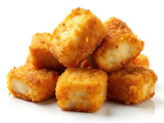 Crispy Fried Halloumi Cheese Nuggets Silhouette on a White Background - Perfect for Appetizers, Snack Ideas, and Gourmet Recipes