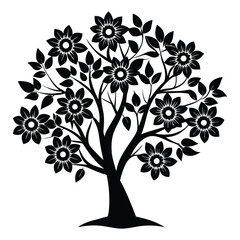 a flower tree on white background