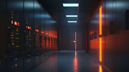 Fototapeta premium Illuminated server room panel