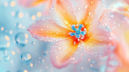 Fototapeta premium Close-up of a delicate flower with water droplets, creating a serene effect.