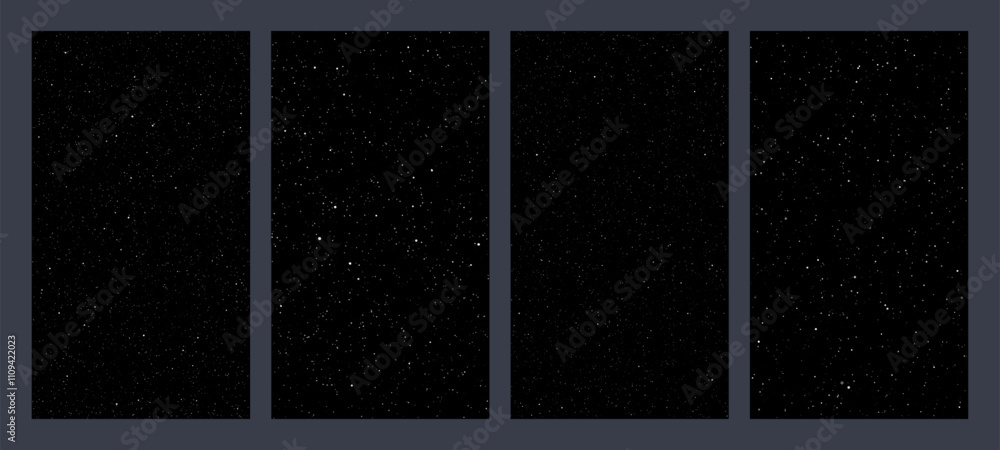 Aufkleber set of vertical space stars background. universe starry pattern with glowing stars. night sky conste
