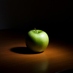 green apple on black background