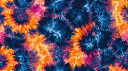 Vibrant seamless pattern featuring tie dye Azerbaijani tapestry and watercolor splash designs perfect for textile and fashion applications