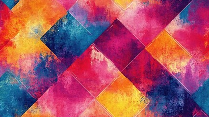 Fototapeta premium Old retro tie dye geometric art pattern with vibrant colors and watercolor effects ideal for fashion textiles and graphic design