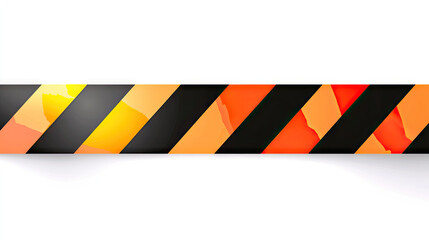 Illustration of a horizontal warning sign tape with black and orange stripes on a white background