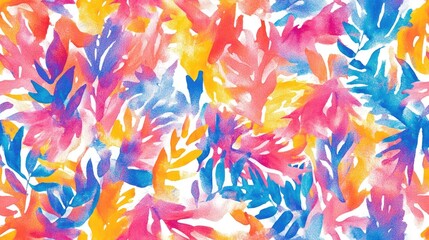 Abstract floral watercolor seamless pattern with vibrant colors ideal for swimwear textile prints and invitations