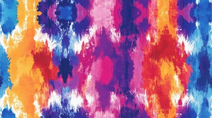 Colorful tie dye pattern featuring a rustic effect with cobalt animal motifs ideal for textile design and vibrant retro decor