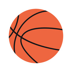 Fototapeta premium Orange basketball ball. Vector illustration isolated on white background, hand drawn, flat design