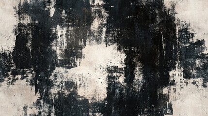 Obraz premium Seamless pattern featuring black bleached Indian painted canvas with distressed paint texture ideal for textile design and artistic backgrounds