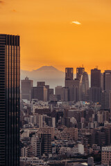 Fototapeta premium Mt. Fuji sunset from Tokyo, Japan