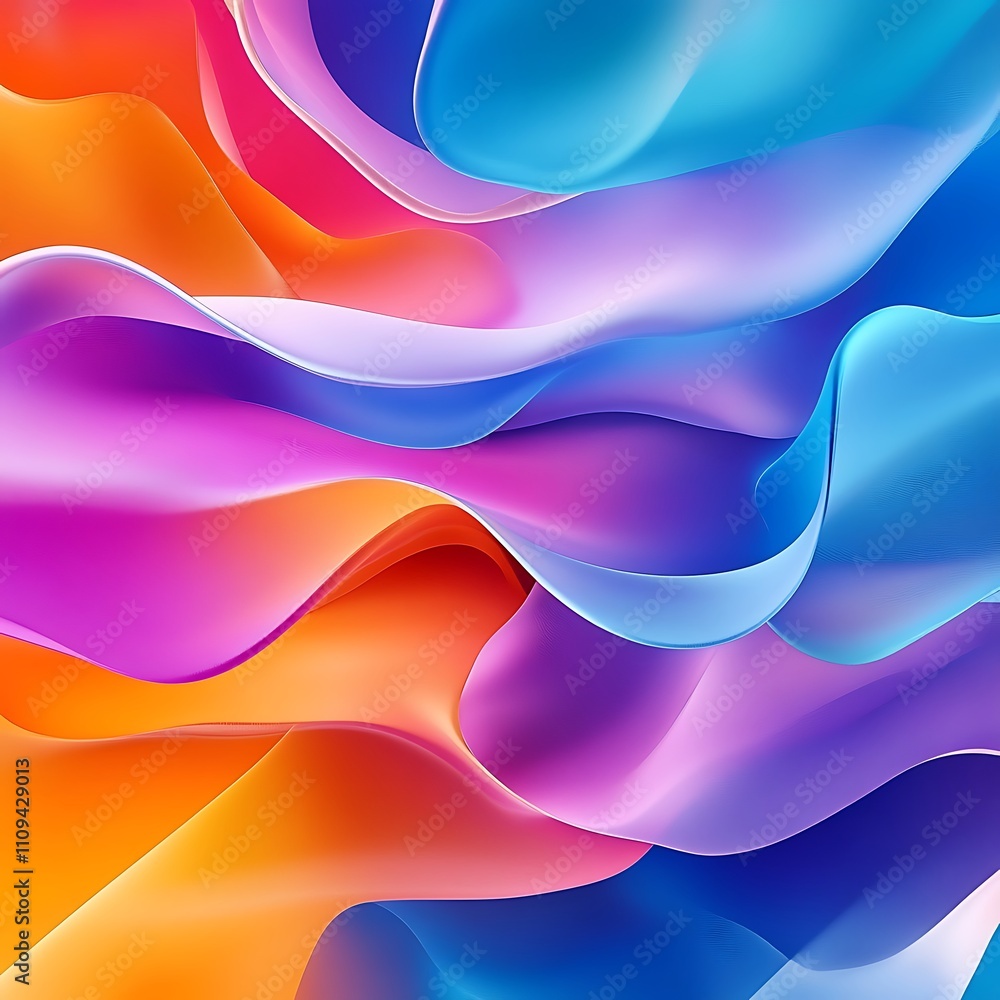 Wall mural vibrant dynamic waves showcasing multicolored abstract fluid patterns designs