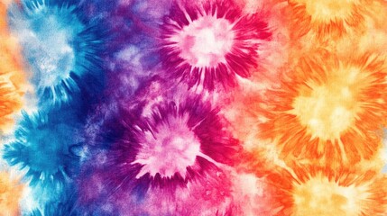 Vibrant seamless tie dye pattern featuring watercolor prints and hand drawn designs perfect for fabric and textile applications