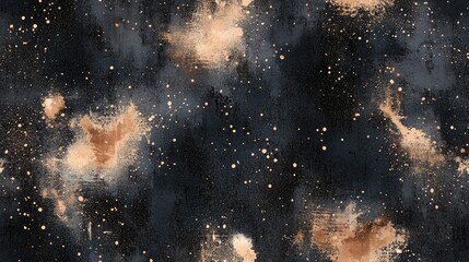 Obraz premium Seamless pattern featuring a black tie dye print and grungy brown watercolor splashes ideal for fabric design and artistic projects