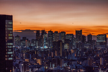 Obraz premium Mt. Fuji sunset from Tokyo, Japan