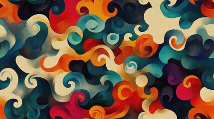 Intricate seamless abstract texture pattern with vibrant colors ideal for backgrounds and textile designs
