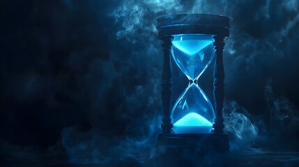 hourglass with sand half full or half empty