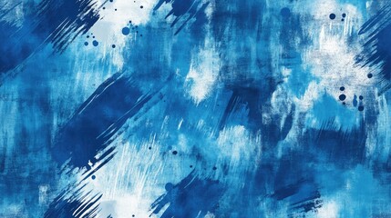 Modern design seamless pattern featuring blue dirty art trendy tie dye motifs and silver brushstrokes on an abstract backdrop ideal for unique graphic projects