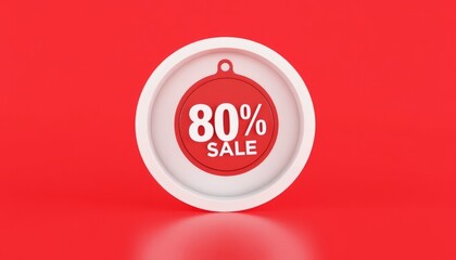 This eye-catching image features a red 80% off sale tag hanging from a white background. The bold red color and large font size make it a powerful visual for promoting discounts and sales.