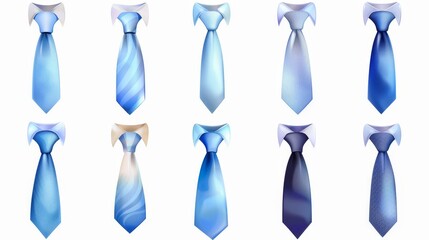 Collection of stylish blue ties isolated on white background for men s fashion   vector illustration