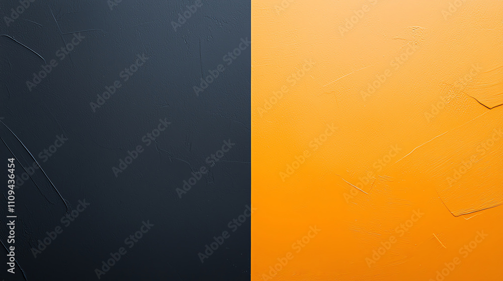 Poster this abstract image features a striking contrast between deep black and vibrant orange hues, creatin