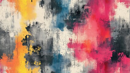 Fototapeta premium Seamless pattern of blurred colorful ink illustrations and grey artistic textures ideal for fabric design or wallpaper decoration
