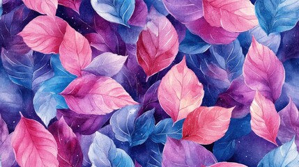 Watercolor seamless pattern featuring delicate forest leaves ideal for fabric design and fashion prints