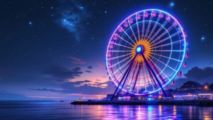 Lazarevskoe Ferris wheel, Sochi, night.  A breathtaking view.