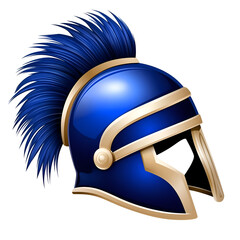 Iconic blue spartan helmet with a dramatic crest and polished metal details