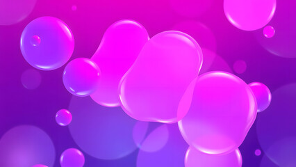  Abstract organic blobs in vibrant pink and purple hues, with glowing edges and transparency