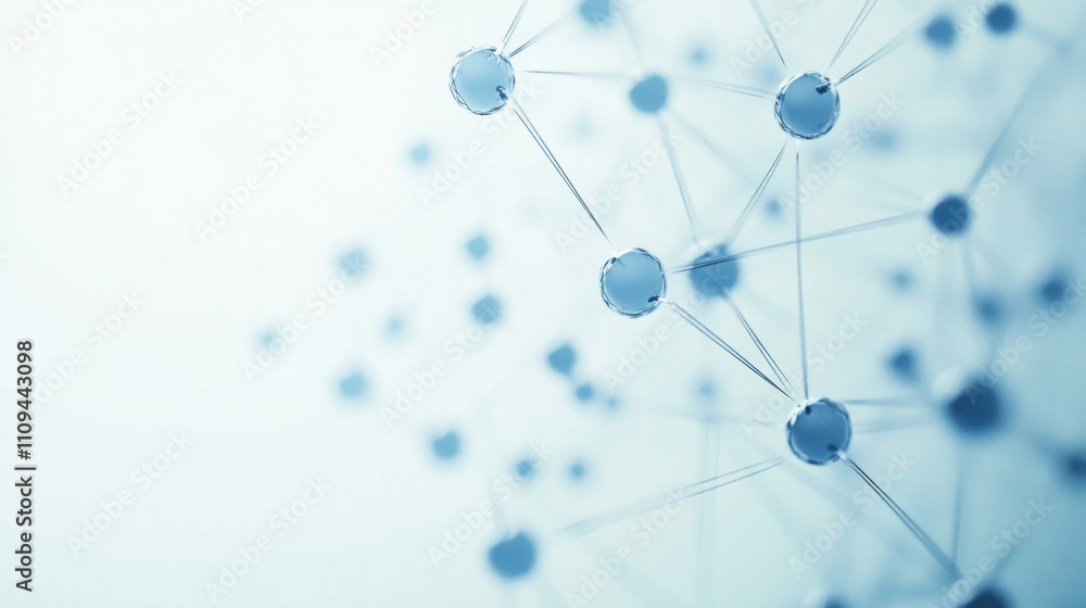 Poster abstract molecular structure with blue elements and light background