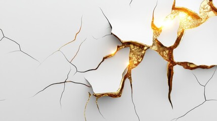 Fototapeta premium Cracked Wall Surface with Bright Light Shining Through Crevices